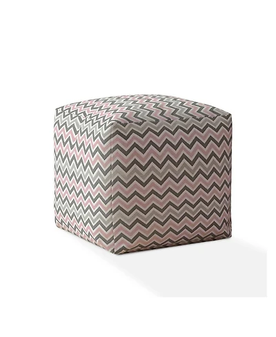17" Gray Twill Chevron Pouf Ottoman