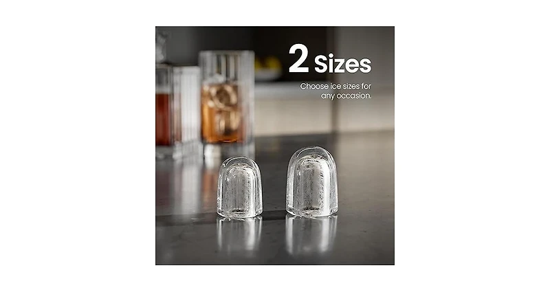 Zafro portable ice maker can make 9 bullet-shaped ice cubes in just 6-8 minutes and can make up to 26 pounds of ice cubes per day. It has two ice cube