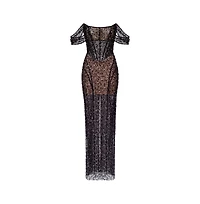 Milla Women's Striking black sequined fitted maxi dress