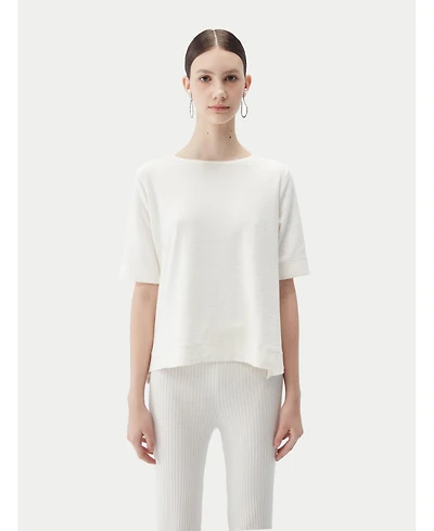 Gobi Cashmere Women's Box-Cut Cotton Silk Blend T-Shirt