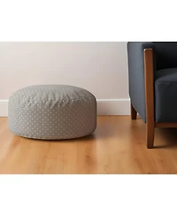 24" Gray Cotton Round Polka Dots Pouf Ottoman
