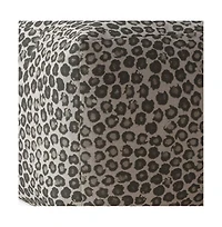 17" Beige Cotton Floral Pouf Ottoman