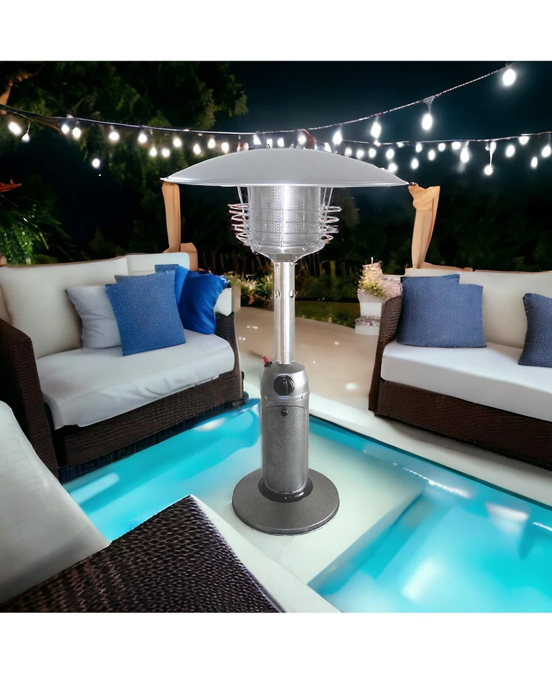 11000 Btu Silver Steel Propane Cylindrical Pole Tabletop Patio Heater