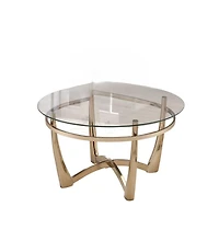 Modern Round Coffee Table – Metal Frame with Glass Surface