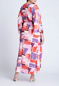 Eloquii Women's Printed Kimono Dress With Tie