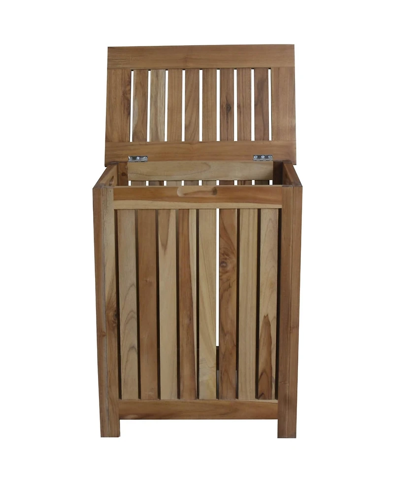 Compact Teak Laundry Hamper with Removable Bag for Easy Sorting