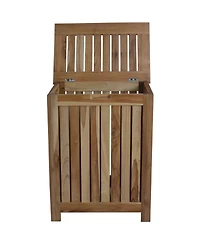 Compact Teak Laundry Hamper with Removable Bag for Easy Sorting