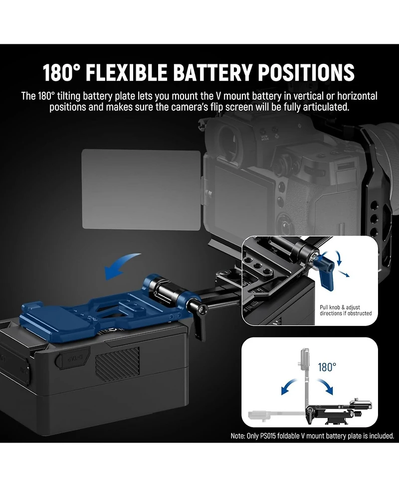 Neewer Foldable V Mount Battery Plate with Arca Type Camera Baseplate for RS4 RS3 Gimbal & Tripod, Lightweight Dslr Camera Video Rig Compatible with S
