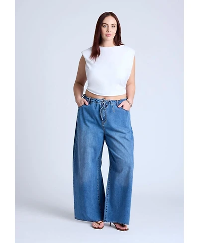 Eloquii Women's Loose Drawstring Waist Jean