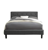 Polyester Blend Upholstered Bed Frame With Sturdy Wood Design For Bedroom