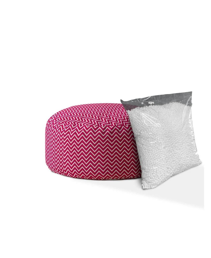 Cotton Round Chevron Pouf Cover for Living Room and Bedroom Decor