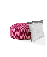Cotton Round Chevron Pouf Cover for Living Room and Bedroom Decor