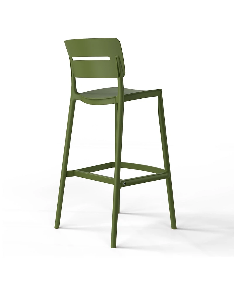 Stackable Polypropylene Resin Plastic Outdoor Patio Bar Stools (Set of 2)