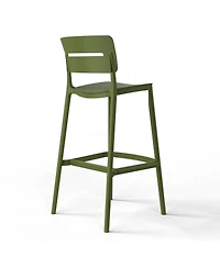 Stackable Polypropylene Resin Plastic Outdoor Patio Bar Stools (Set of 2)