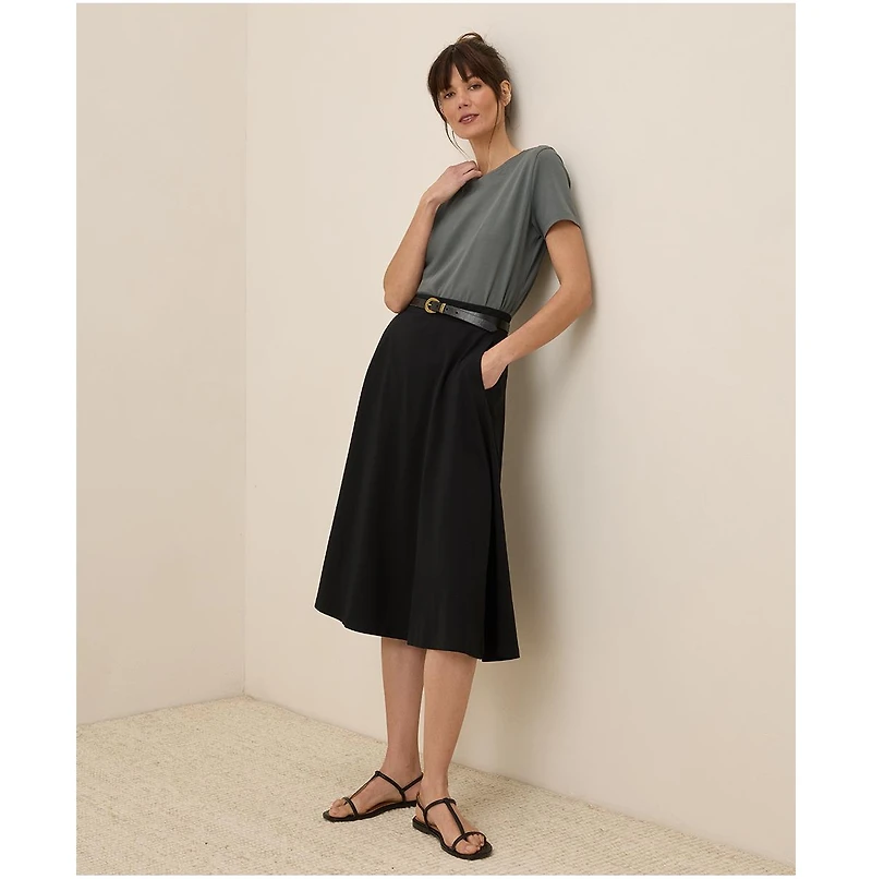 Pact Women's Organic Cotton Fit & Flare Midi Skirt