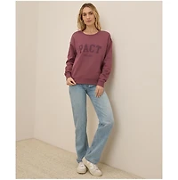 Pact Women's Organic Cotton Cloud Brushed Fleece Graphic Crew Sweatshirt