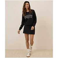 Pact Women's Organic Cotton Cloud Brushed Fleece Graphic Crew Sweatshirt