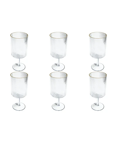 Abode Homewares Stax Optic Twist Goblet Glasses, Set of 6