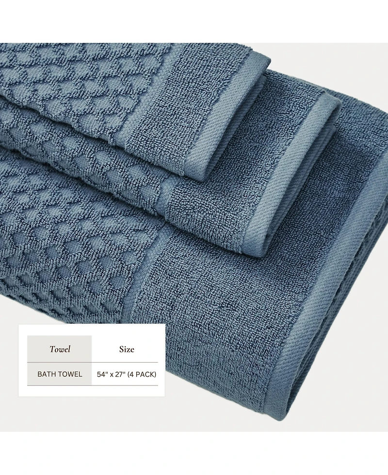 Linery & Co. Quick-Drying Cotton Diamond Waffle Textured -Piece Bath Towel Set