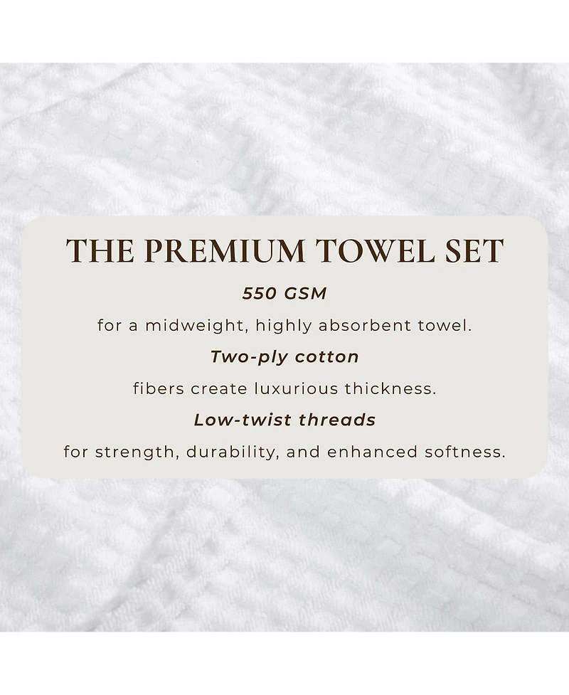 Linery & Co. Quick-Drying Cotton Diamond Waffle Textured Hand Towel, 26" x 16"