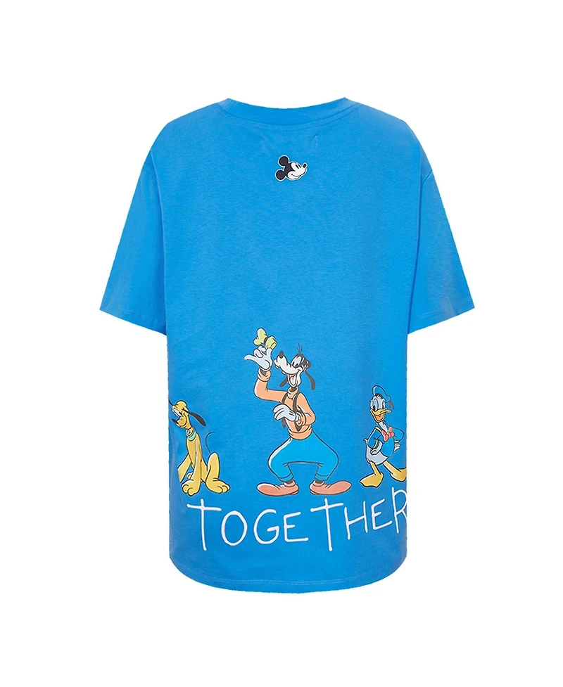 Freeze Max Women's Blue Mickey Friends Always Together Boyfriend T-Shirt