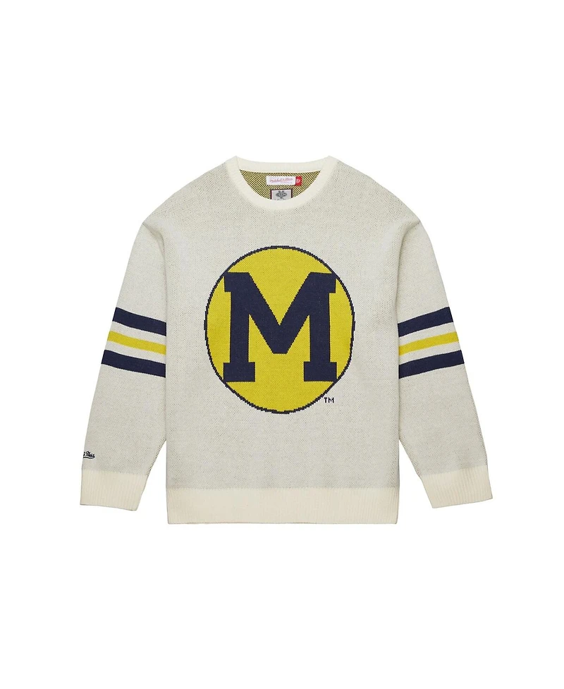 Mitchell & Ness Men's Cream Michigan Wolverines Retro Pullover Sweater