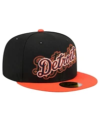 New Era Men's Black Detroit Tigers Shadow Stitch 59FIFTY Hat