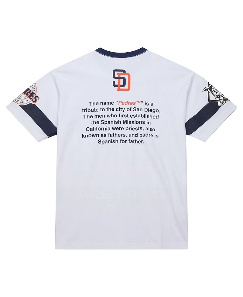 Mitchell & Ness Men's White San Diego Padres Cooperstown Collection Team Origins Premium T-Shirt