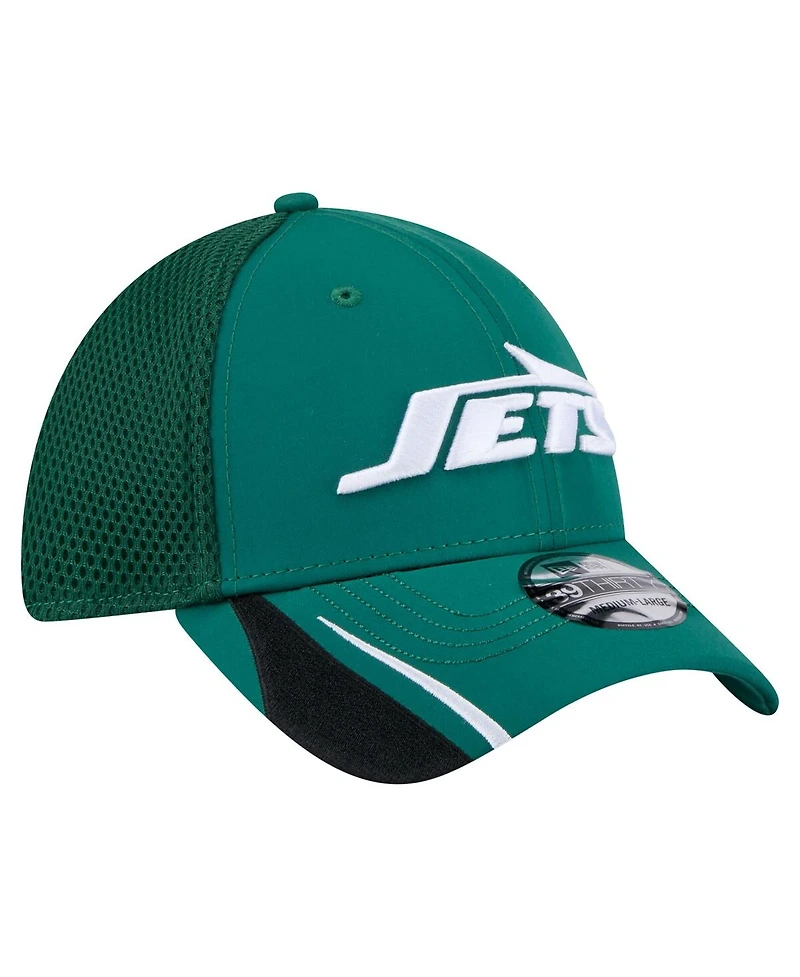 New Era Men's Green York Jets Game Day Linear 39THIRTY Flex Hat