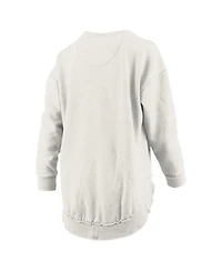 Pressbox Women's Oatmeal Michigan Wolverines Melange Poncho Vintage Fleece Long Sleeve Pullover Sweatshirt