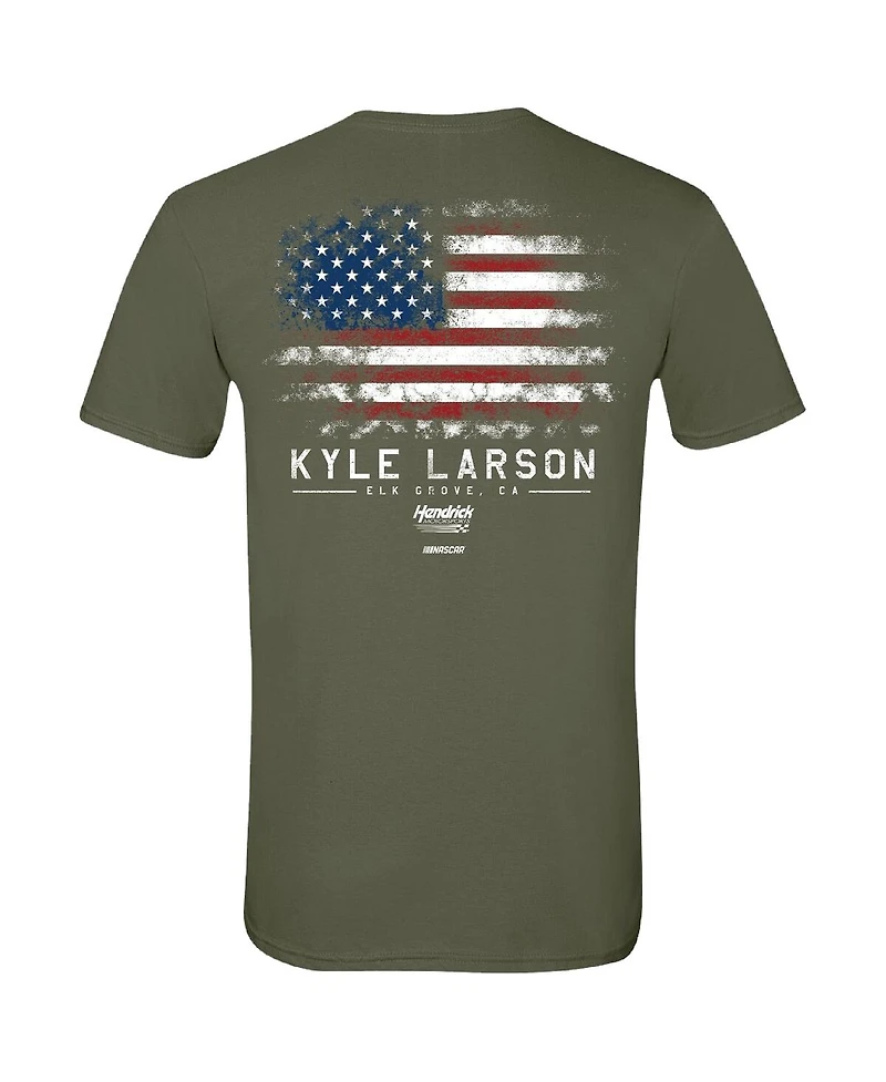 Hendrick Motorsports Team Collection Men's Green Kyle Larson Flag T-Shirt