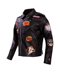 Freeze Max Men's Black Looney Tunes Graphic Biker Full-Zip Jacket