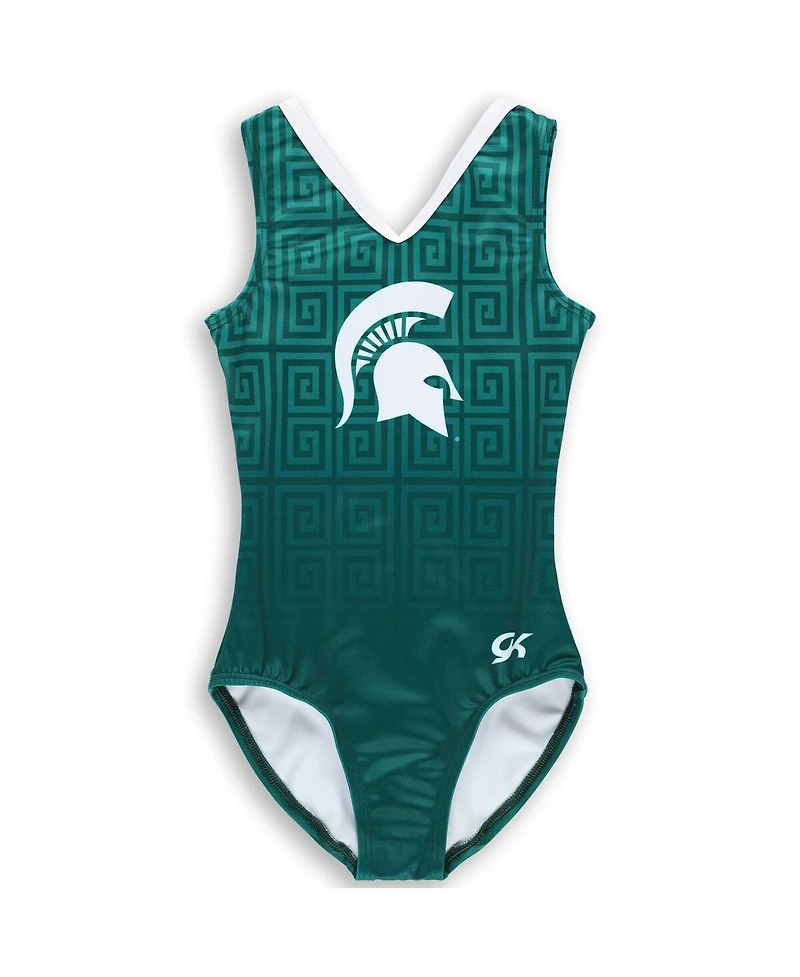 Gk Elite Big Girls Green Michigan State Spartans Spirit Leotard