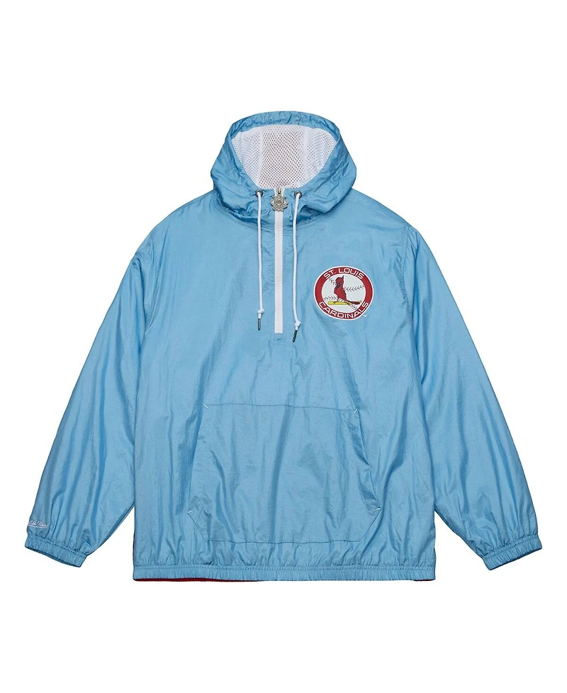 Mitchell & Ness Men's Light Blue St. Louis Cardinals Team Og 2.0 Anorak Half-Zip Windbreaker Hoodie Jacket