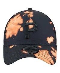 New Era Men's Black Pittsburgh Pirates Bleached A-Frame 9FORTY Adjustable Hat