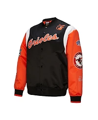 Mitchell & Ness Men's Black/Orange Baltimore Orioles Cooperstown Collection Team Origins Satin Full-Snap Jacket