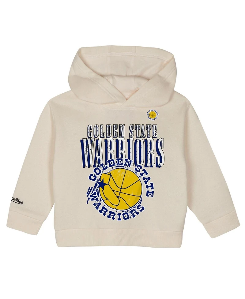 Mitchell & Ness Toddler 2-Piece Cream Golden State Warriors Hang Time Oversized Pullover Hoodie and Pants Set
