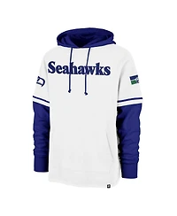 '47 Brand Men's White Seattle Seahawks Throwback Shortstop Pullover Hoodie