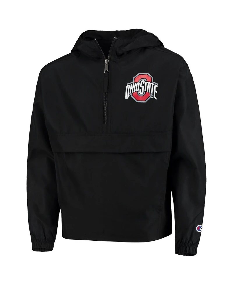 Champion Big Boys and Girls Black Ohio State Buckeyes Pack Go Quarter-Zip Windbreaker Jacket