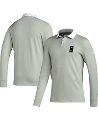 Adidas Men's 2023 Player Gray Sporting Kansas City Travel Long Sleeve Polo Shirt