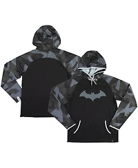 Heroes & Villains Men's and Women's Black Batman Camo Raglan Performance Pullover Hoodie