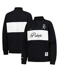 Mitchell & Ness Women's Black Green Bay Packers Quarter-Zip Jacket