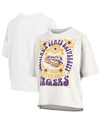 Pressbox Women's White Lsu Tigers Harmony Oversized T-Shirt