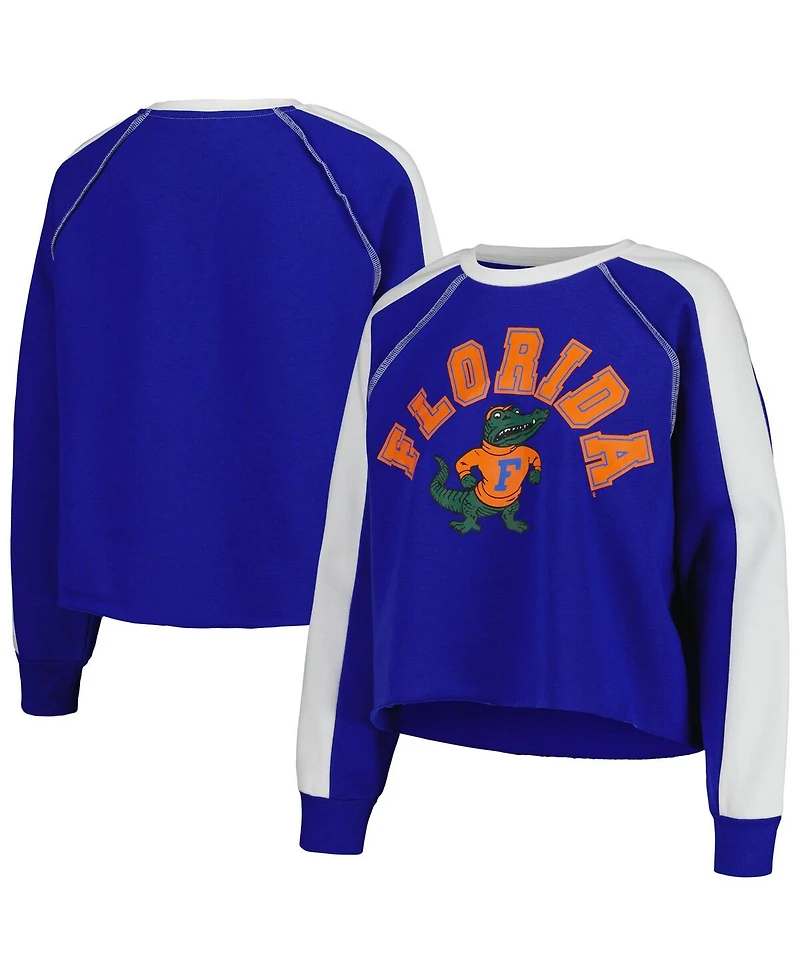 Gameday Couture Women's Royal Florida Gators Blindside Raglan Cropped Pullover Sweatshirt