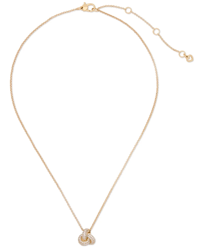 kate spade new york Gold-Tone Pave Double Knot Pendant Necklace, 16" + 3" extender