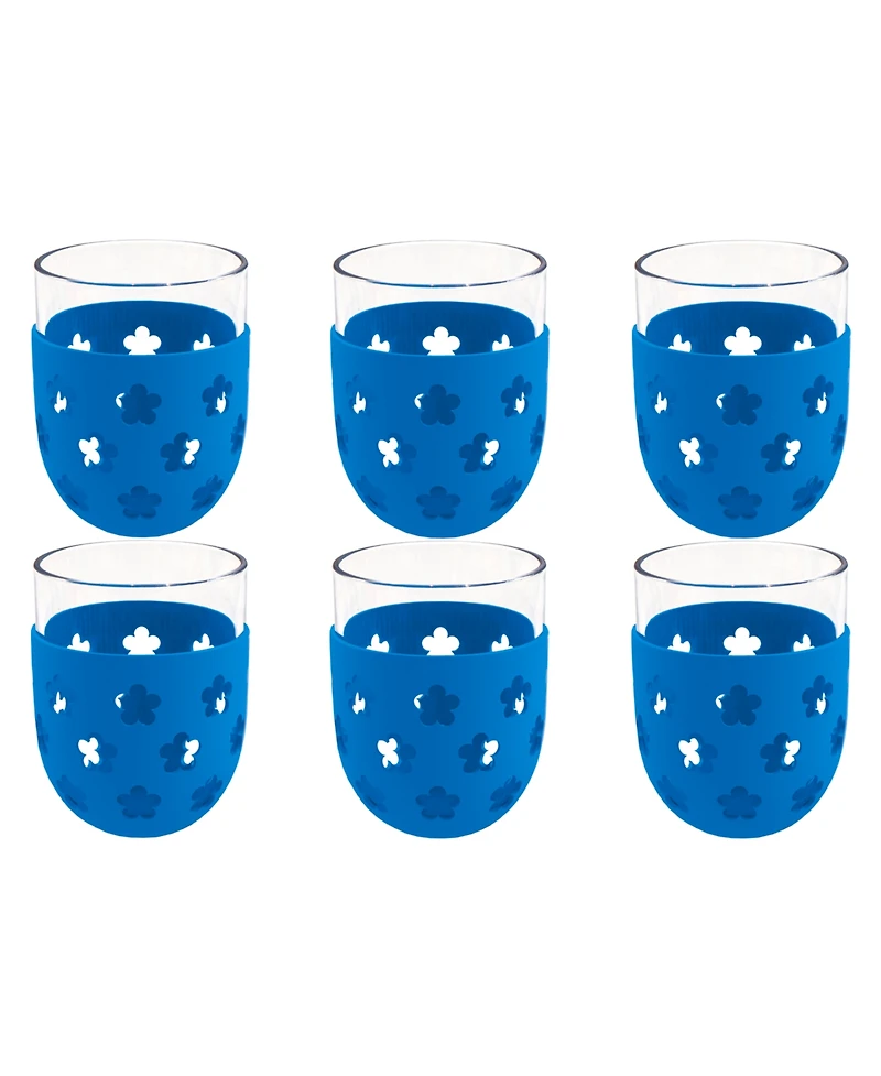 Abode Homewares Color Base Jumbo Glasses, Set of 6