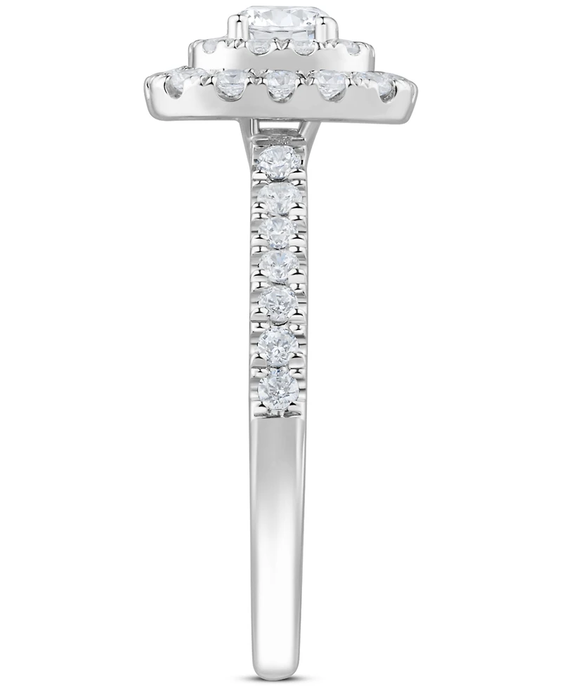 Diamond Cushion Shaped Round-Cut Multi Halo Engagement Ring (1 ct. t.w.) in 14k White Gold