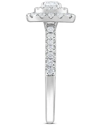 Diamond Cushion Shaped Round-Cut Multi Halo Engagement Ring (1 ct. t.w.) in 14k White Gold