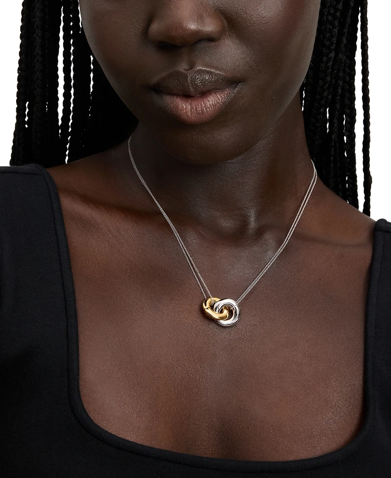 Kate Spade New York Two-Tone Interlock Ring Pendant Necklace, 16" + 3" extender