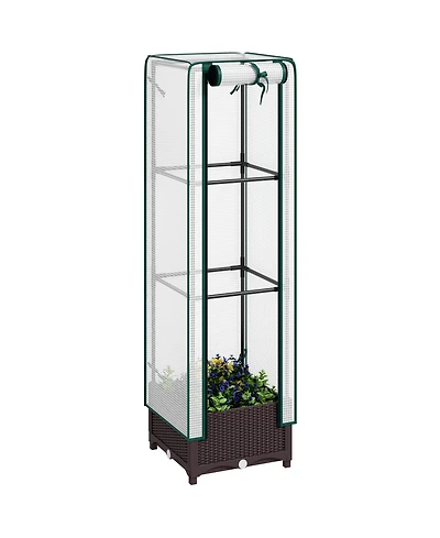 Outsunny Raised Flower Bed with Trellis, 15.7" x 15.7" x 48.8",